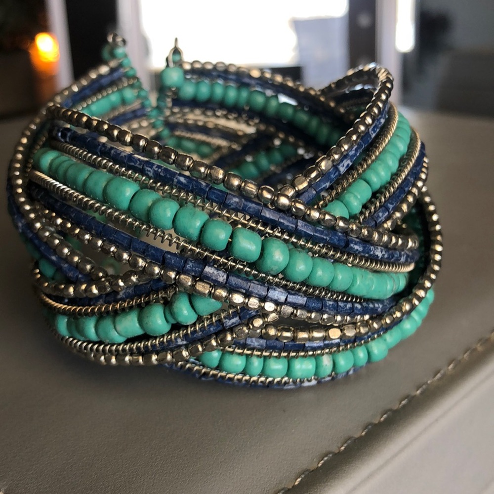 Wrap bracelet turquoise & blue.